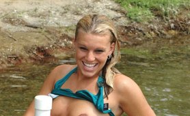 Allison Virgin getting naked at the river